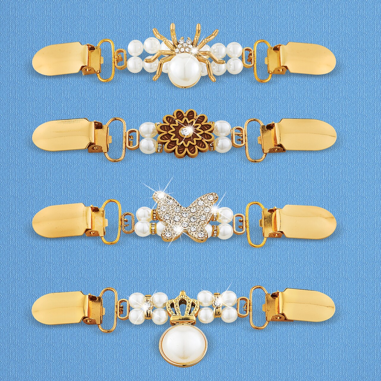 Collections Etc Unique Pearl Sweater Clasps - Set of 4